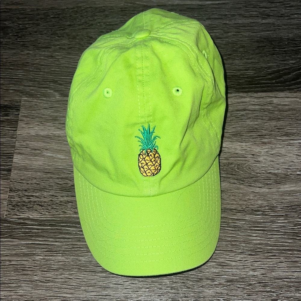 Lime Green Baseball Cap with Pineapple Embroidery with adjustable Clasp